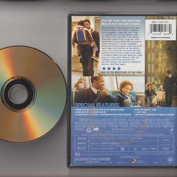 The Pursuit of Happyness DVD  (c) 2007  Will Smith, Jaden Smith, Thandie Newton - Picture 2 of 2